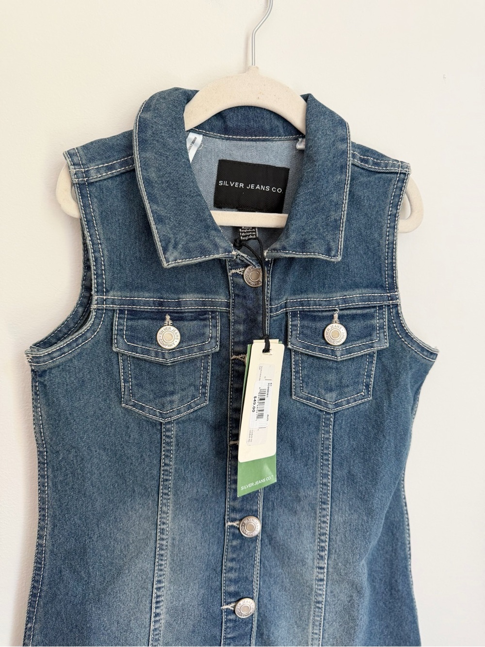 Silver Jeans Co. Sleeveless Button-Front Kids Denim Dress (Size 128-134cm) - Picture 2 of 3
